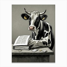 Cow Reading A Book 1 Canvas Print