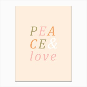 Peace & Love Typography Canvas Print