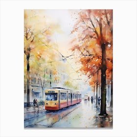 Oslo Norway In Autumn Fall, Watercolour 3 Canvas Print