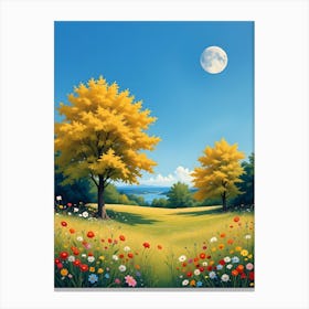 Moonlight In The Meadow Canvas Print