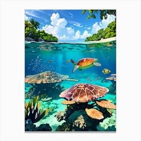 Sea Turtles In The Ocean Canvas Print