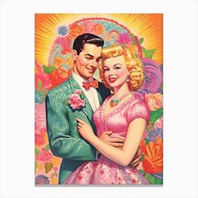 Valentines Day Vintage Couple Kitsch 1 Canvas Print