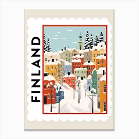 Retro Winter Stamp Poster Helsinki Finland 1 Canvas Print