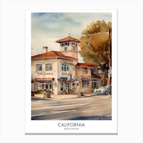 Santa Rosa, California 4 Watercolor Travel Poster Canvas Print