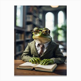 Frog In Glasses Canvas Print