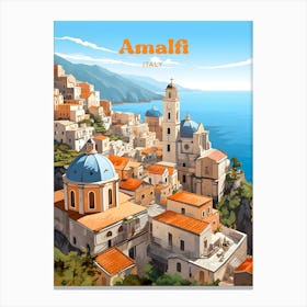 Amalfi Coast Italy Travel Illustration Canvas Print