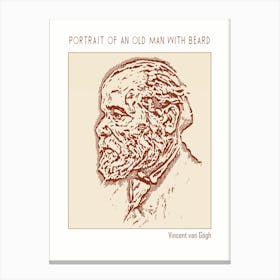 Line Art Minimalist – Portrait Of An Old Man With Beard – Vincent Van Gogh 1 Canvas Print