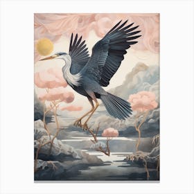 Great Blue Heron 4 Gold Detail Painting Canvas Print