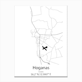 Hoganas,Sweden Minimalist Map Canvas Print