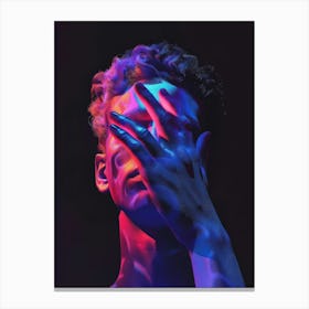 Man With His Hands On His Face Canvas Print