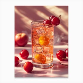 Cherry Cocktail With Ice Cubes Canvas Print