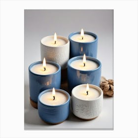 Blue And White Candles Canvas Print