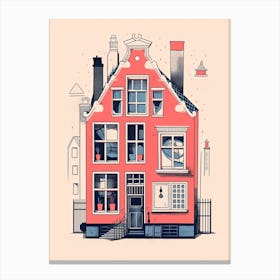 A House In Amsterdam, Abstract Risograph Style 4 Canvas Print