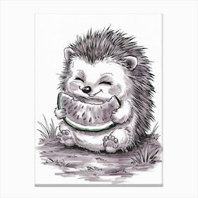 Hedgehog Eating Watermelon Canvas Print