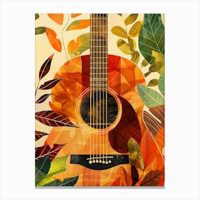 Guitar In Autumn Leaves music art Canvas Print