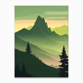 Misty Mountains Vertical Composition In Green Tone 189 Canvas Print