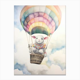 Baby Sheep 2 In A Hot Air Balloon Canvas Print