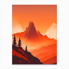 Misty Mountains Vertical Composition In Orange Tone 315 Canvas Print