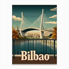 Aihrgdesign A Retro Travel Poster For Bilbao Featuring The Ma 6e8f8f13 6e40 4b20 A3e5 3c7debb8cf15 1 Canvas Print