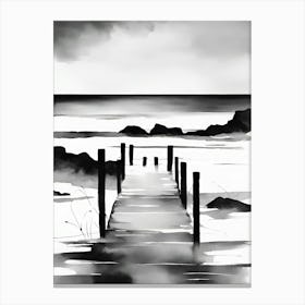 Black And White Of A Pier Canvas Print