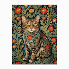 William Morris Cat In Flowers 3 Canvas Print