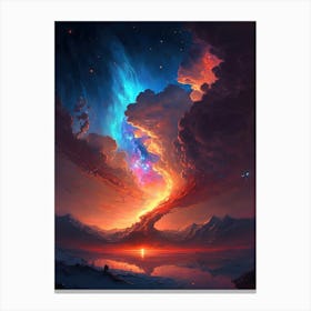 Night Sky Nebula Sunset Canvas Print