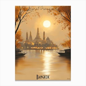 Sunset In Bangkok, minimalist soft tones palette, watercolor poster Canvas Print