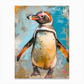 Galapagos Penguin Isabela Island Colour Block Painting 2 Canvas Print