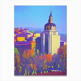 Spokane, City Us  Pointillism Canvas Print