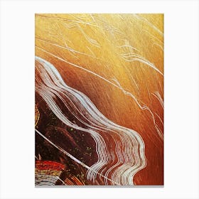 Abstraction, White Lines on the gold. Waves of the feelings. Canvas Print