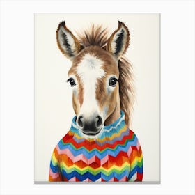 Baby Animal Wearing Sweater Horse 3 Canvas Print