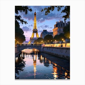 Eiffel Tower At Dusk 1 Canvas Print