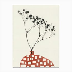 Gypsophila In A Red Vase Canvas Print