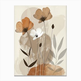 Flowers In Beige, Brown And White Tones, Using Simple Shapes In A Minimalist And Elegant 11 Canvas Print