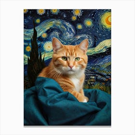 Starry Night Cat Canvas Print