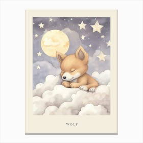 Sleeping Baby Wolf Nursery Poster Canvas Print