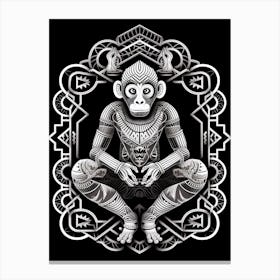 Thinker Monkey Tribal Illustration 9 Canvas Print