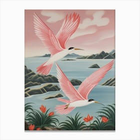 Vintage Japanese Inspired Bird Print Common Tern 4 Canvas Print