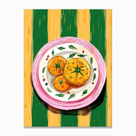 A Plate Of Pumpkins, Autumn Food Illustration Top View 16 Canvas Print