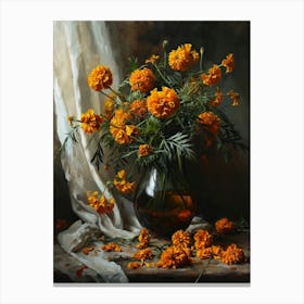Baroque Floral Still Life Marigold 2 Canvas Print