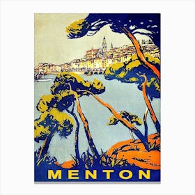 Menton, France, Vintage Travel Poster Canvas Print