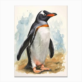 Humboldt Penguin Salisbury Plain Watercolour Painting 3 Canvas Print