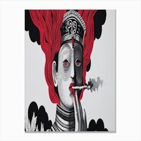 'Indian Woman Smoking' Canvas Print