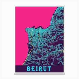 Beirut Map Poster 1 Canvas Print