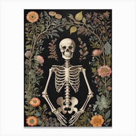 Botanical Skeleton Vintage Flowers Painting (50) Canvas Print
