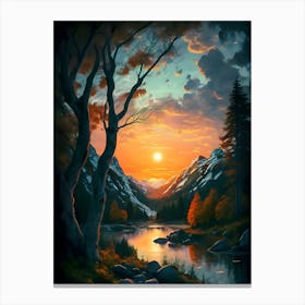 Sunset In The Mountains, Canvas Print