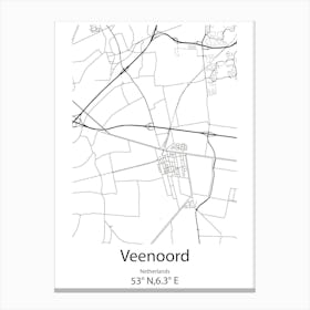 Veenoord,Netherlands Minimalist Map Canvas Print