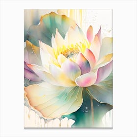 Lotus Flower Pattern Storybook Watercolour 1 Canvas Print