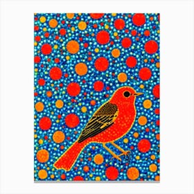 Robin Yayoi Kusama Style Illustration Bird Canvas Print