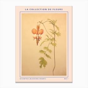 Dicentra (Bleeding Heart) French Flower Botanical Poster Canvas Print